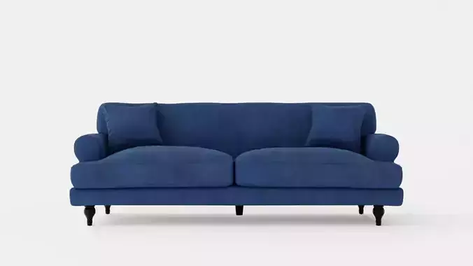 Amanda Velvet Sofa 3 Seater Midnight Blue Low-poly 3D model
