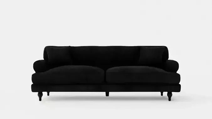 Amanda Velvet Sofa 3 Seater Black Low-poly 3D model