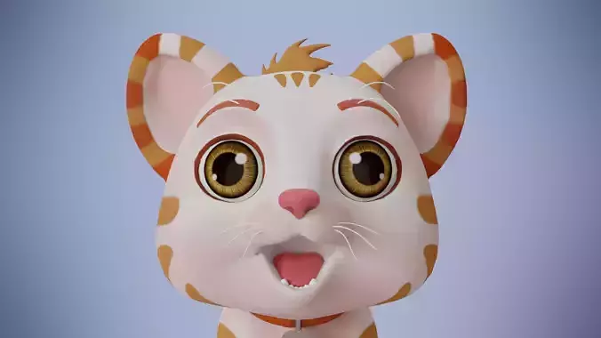 cat rigged cartoon 3d