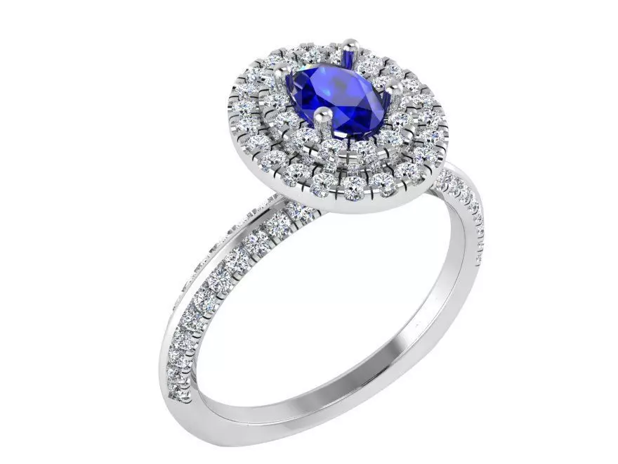 Oval Double Halo Ring 3197 Free 3D print model
