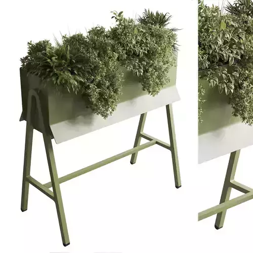 Office plant - metal box plants on stand - set indoor plant 455
