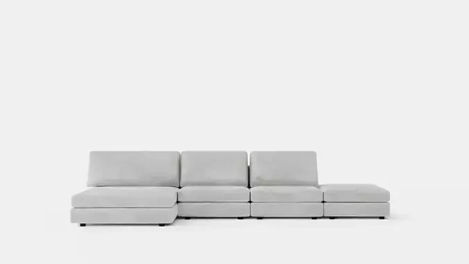 Arken U Module Sofa With Diviable Velvet Light Gray Low-poly 3D model
