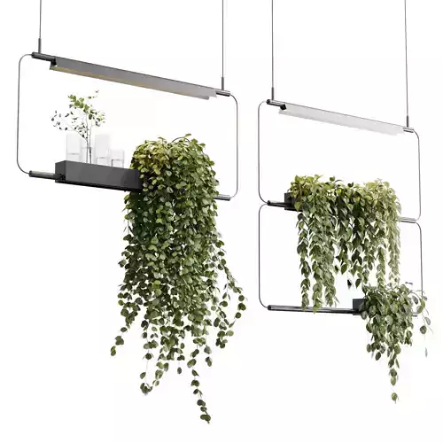 Rectangle pot light pendant - plant light hanging 20