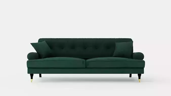 Andrew Velvet Sofa 3 Seater Dark Green Low-poly 3D model