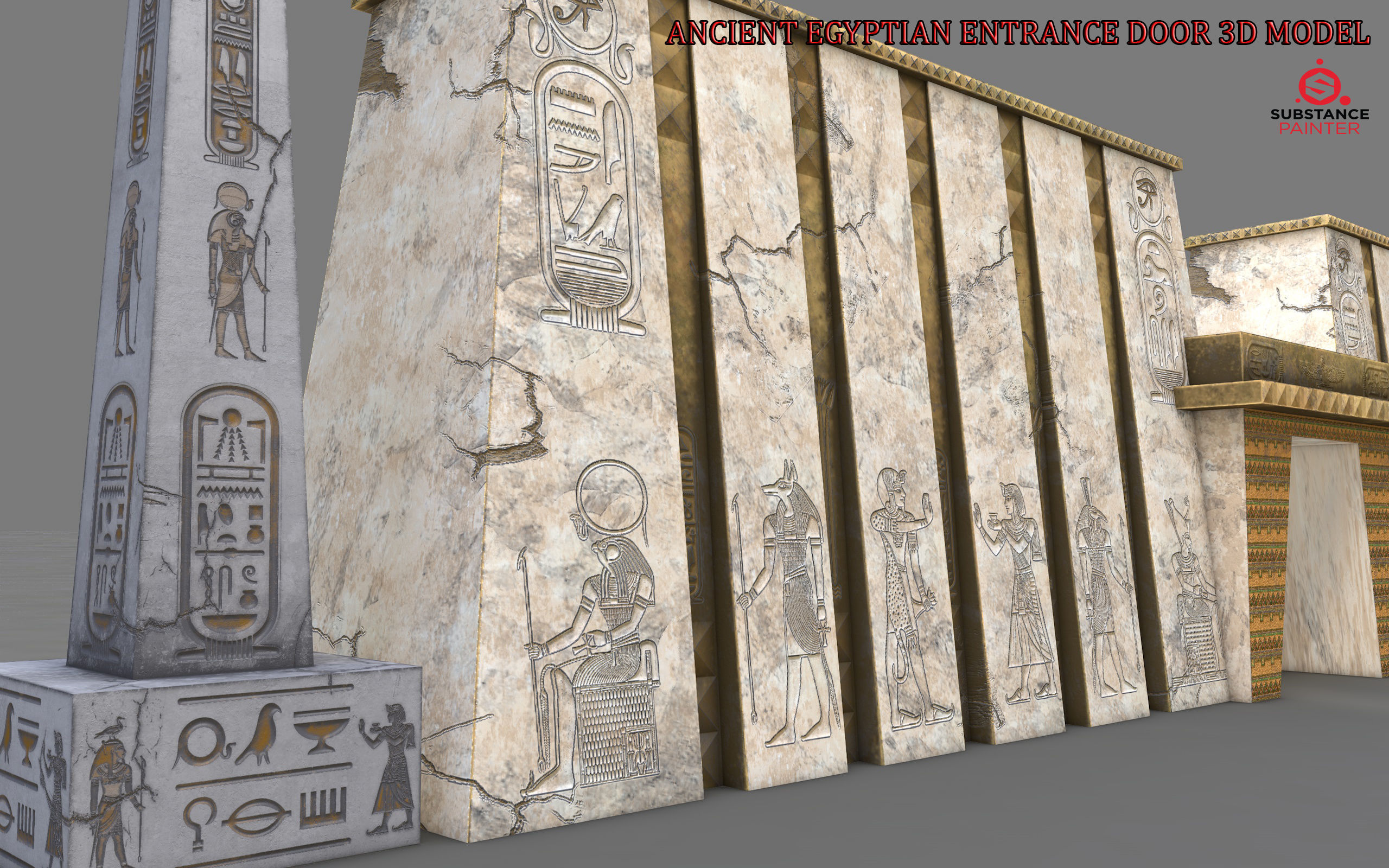 3D model ANCIENT EGYPTIAN ENTRANCE DOOR 3D MODEL VR / AR / low-poly ...