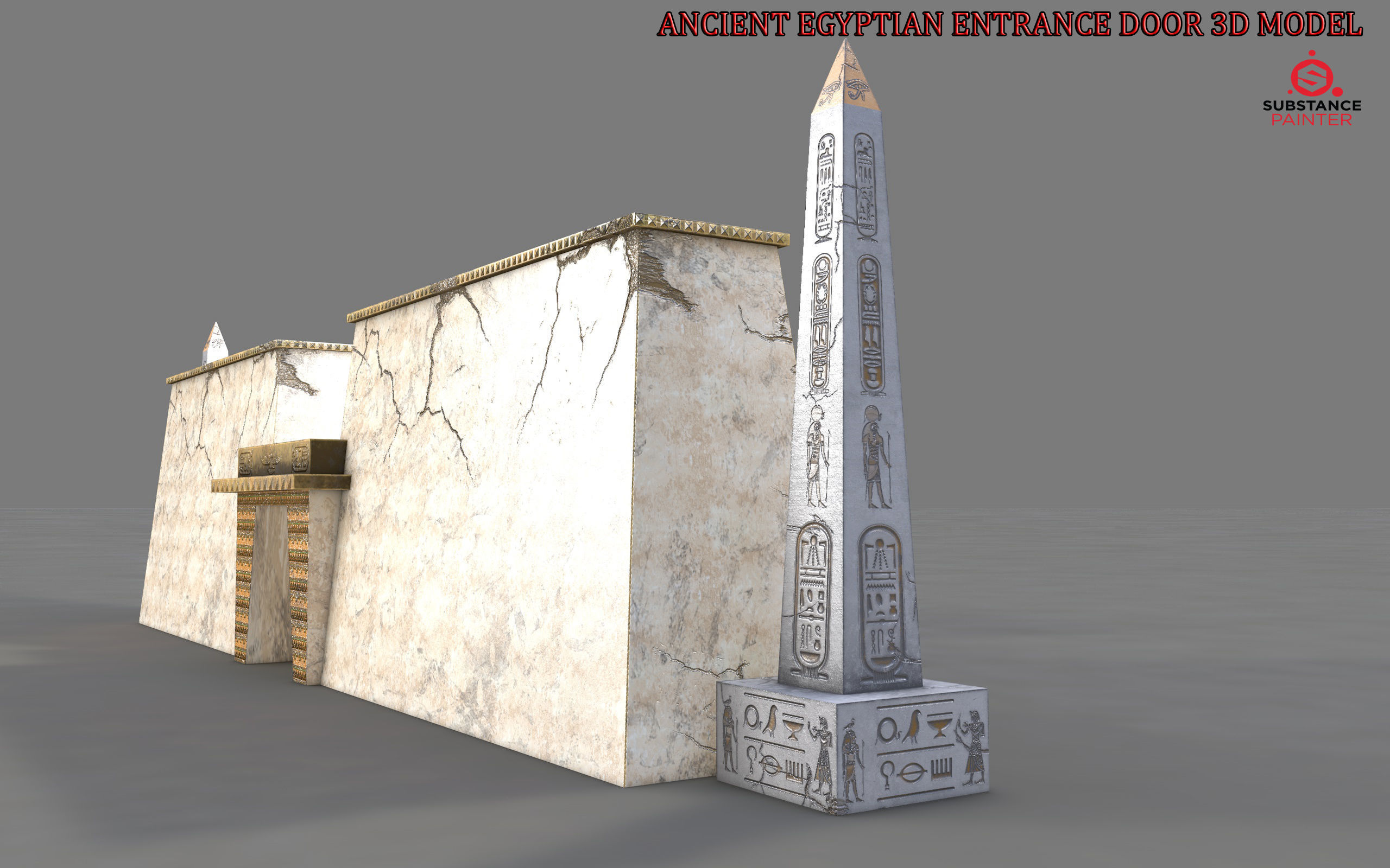 3D model ANCIENT EGYPTIAN ENTRANCE DOOR 3D MODEL VR / AR / low-poly ...