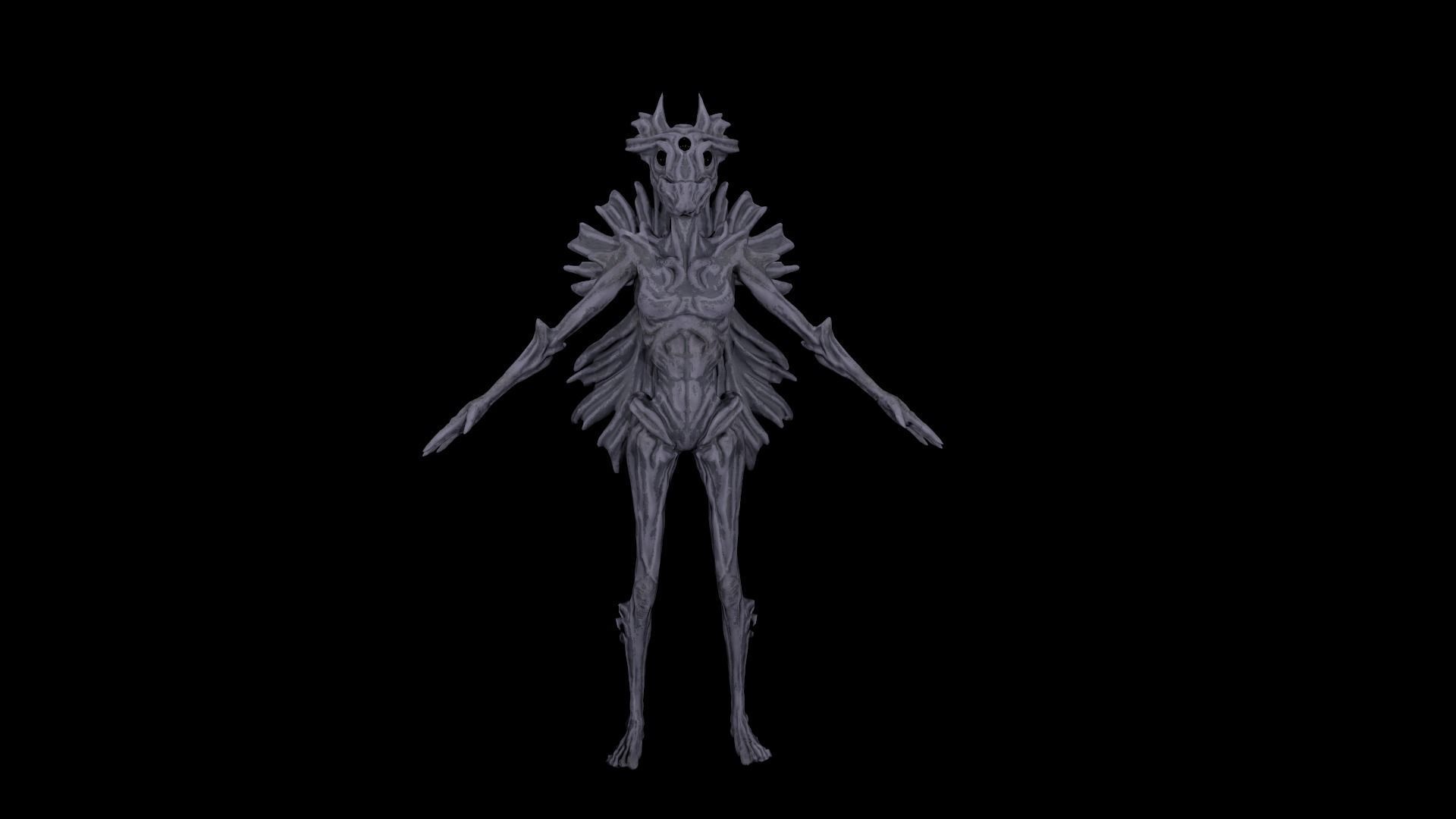 Alien F  Low-poly 3D model_4