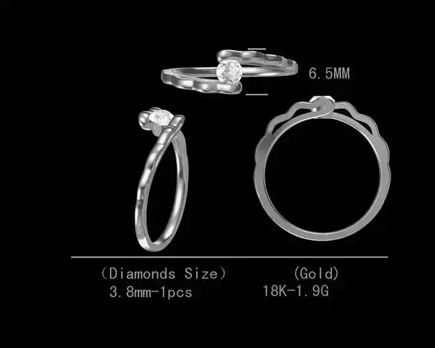 Fancy design single diamond engagement ring for women 3D model