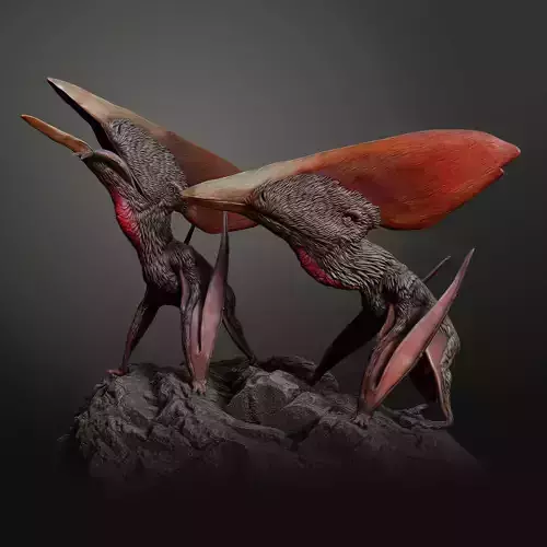 Thalassodromeus eating 1-35 scale pre-supported pterosaur 3D print model