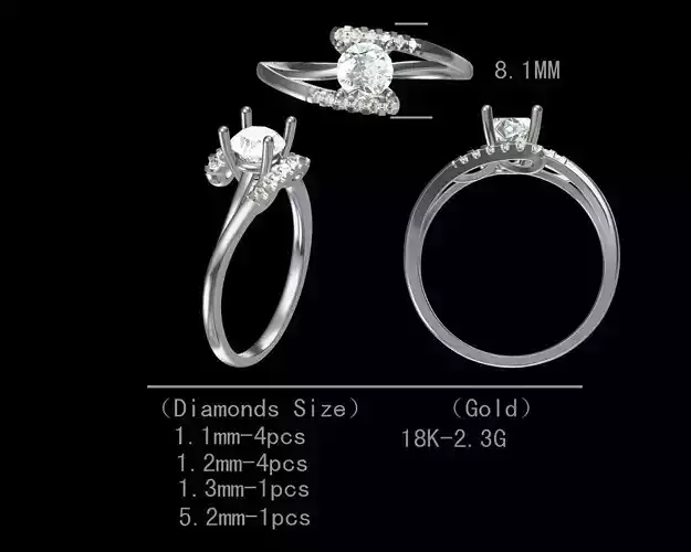Engagement diamond ring for women 3D model