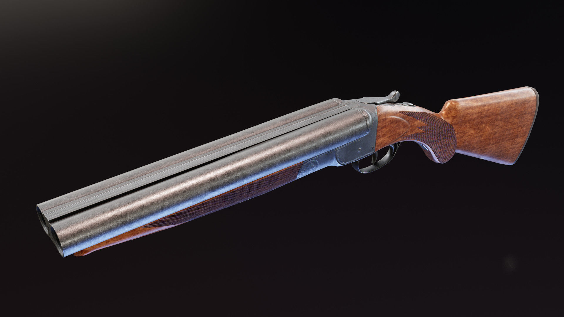 Colt 1883 Shotgun Low-poly 3D model_1