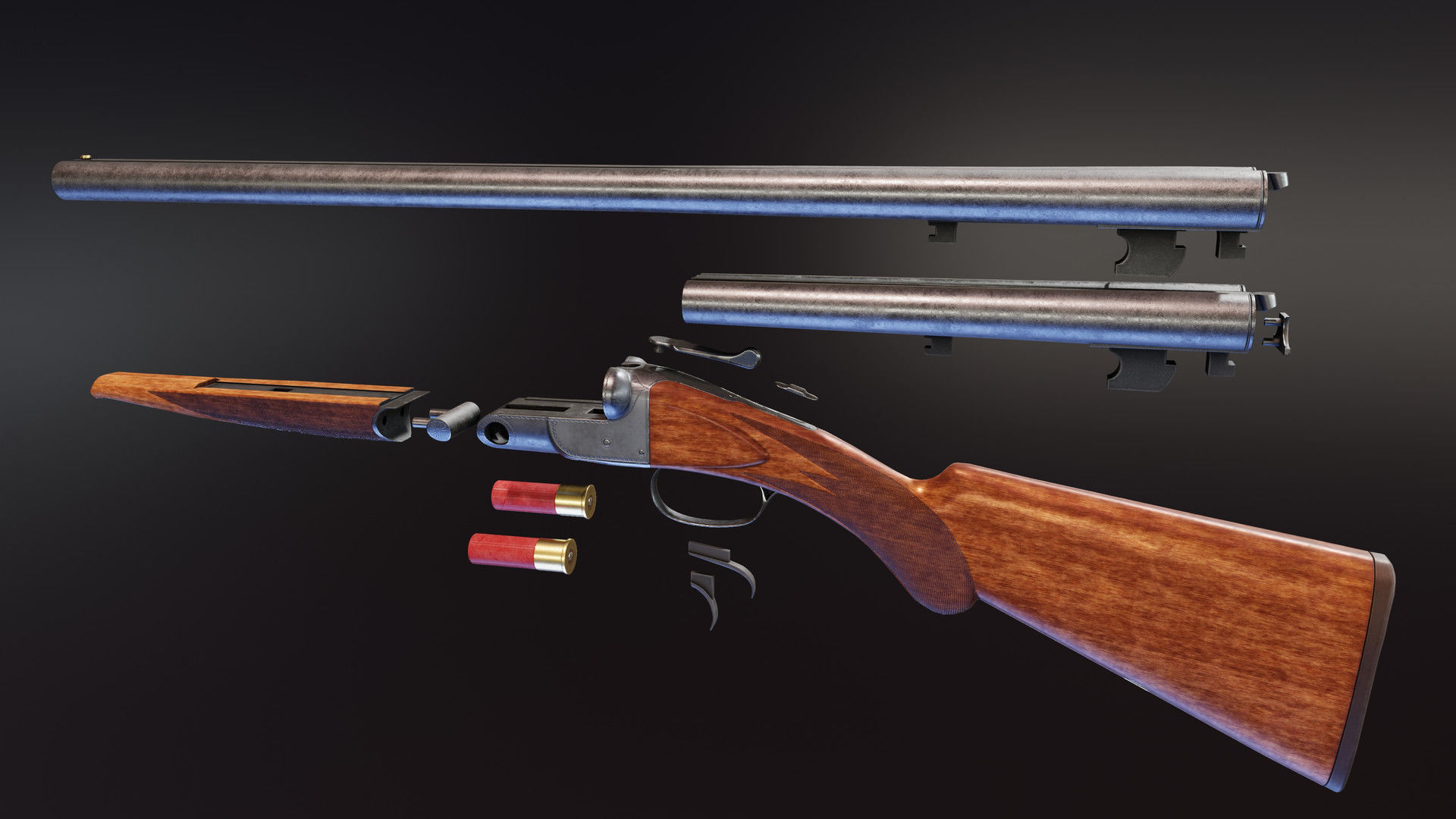 Colt 1883 Shotgun Low-poly 3D model_6