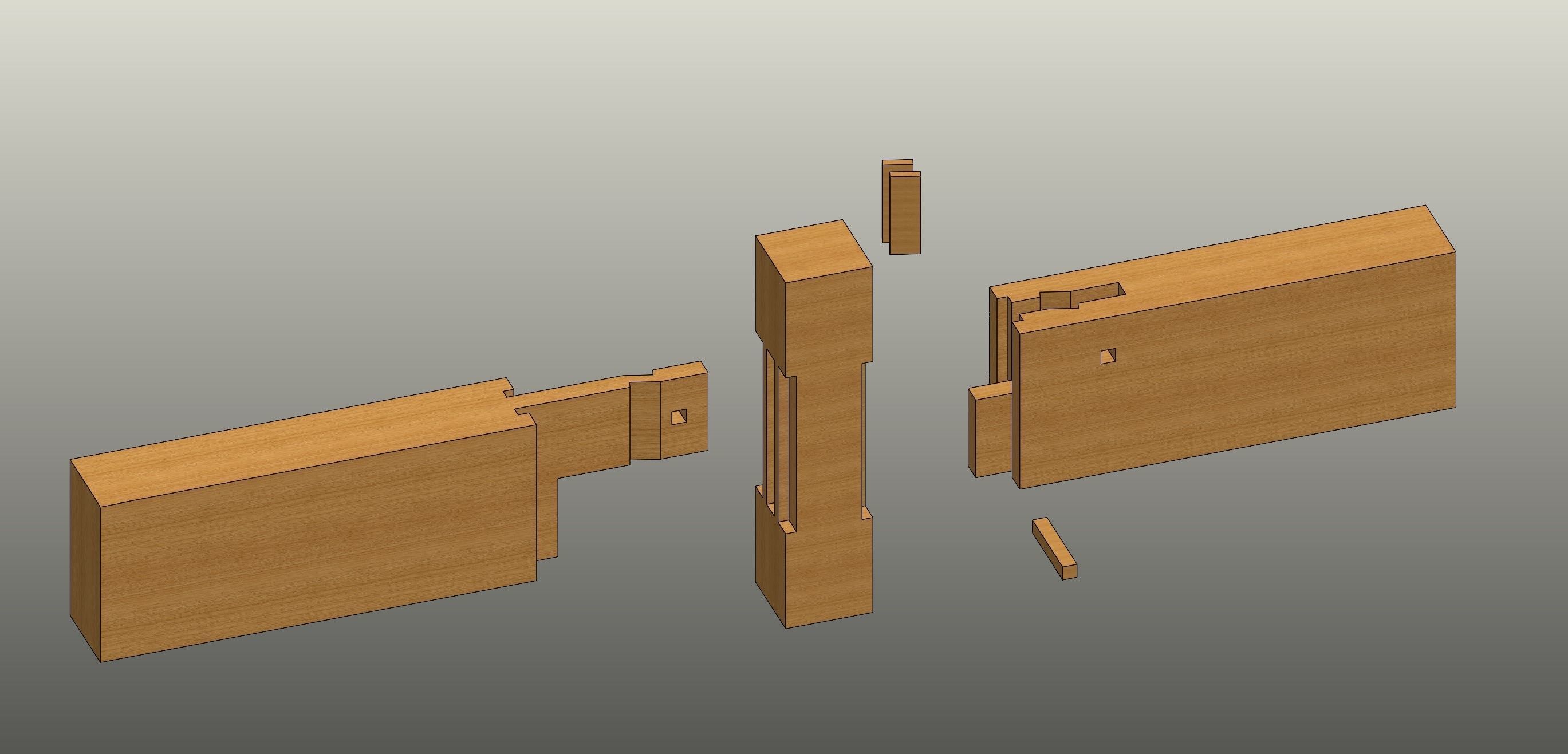 Sao Tsugi - 3 elements - Classical Japanese Wood Joint Free 3D model_4