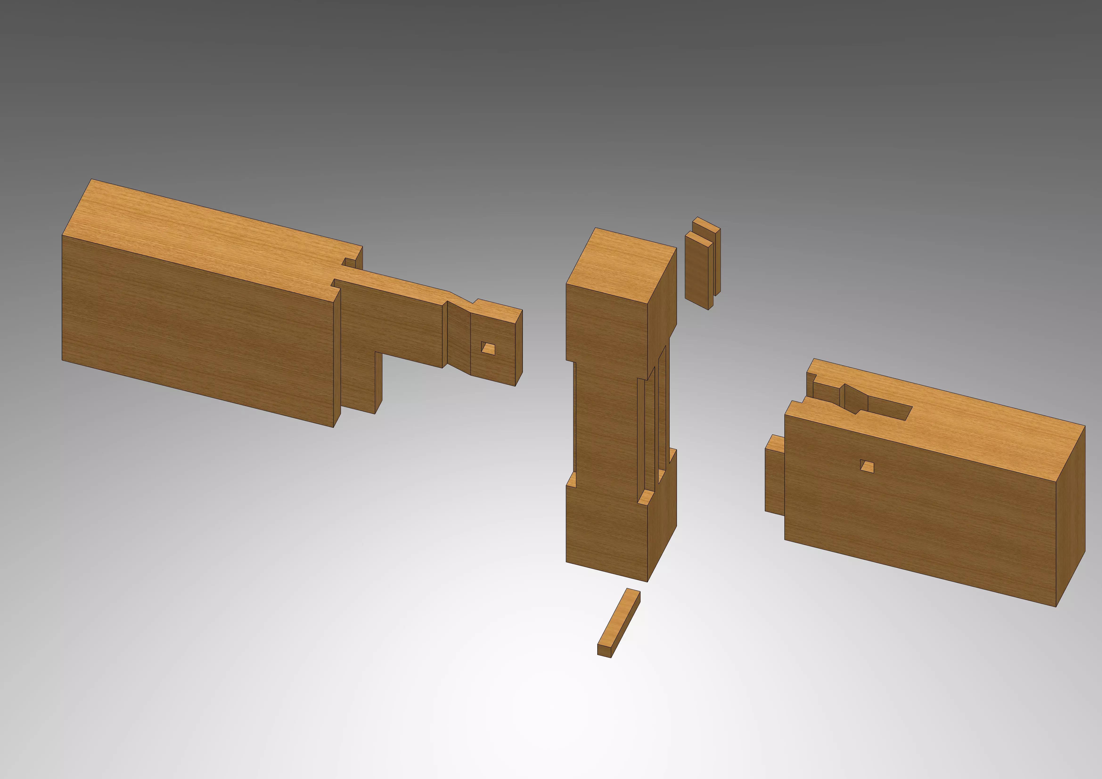 Sao Tsugi - 3 elements - Classical Japanese Wood Joint Free 3D model_0