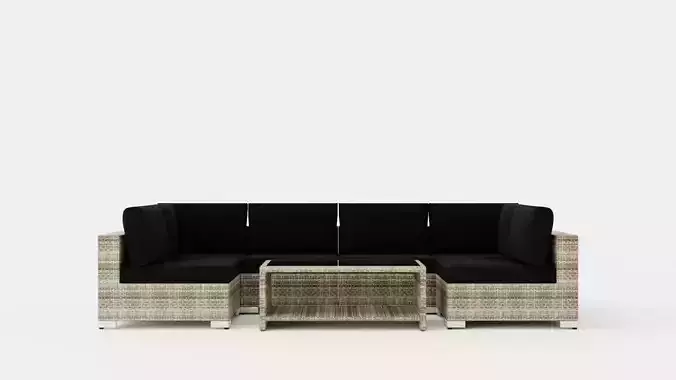 Bahamas Lounge Group 6 Seater Table M Shelf