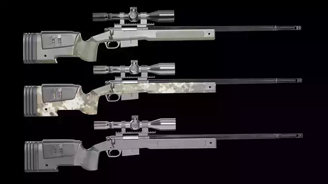 M40 A5 Sniper Rifle PBR Low-poly 3D model