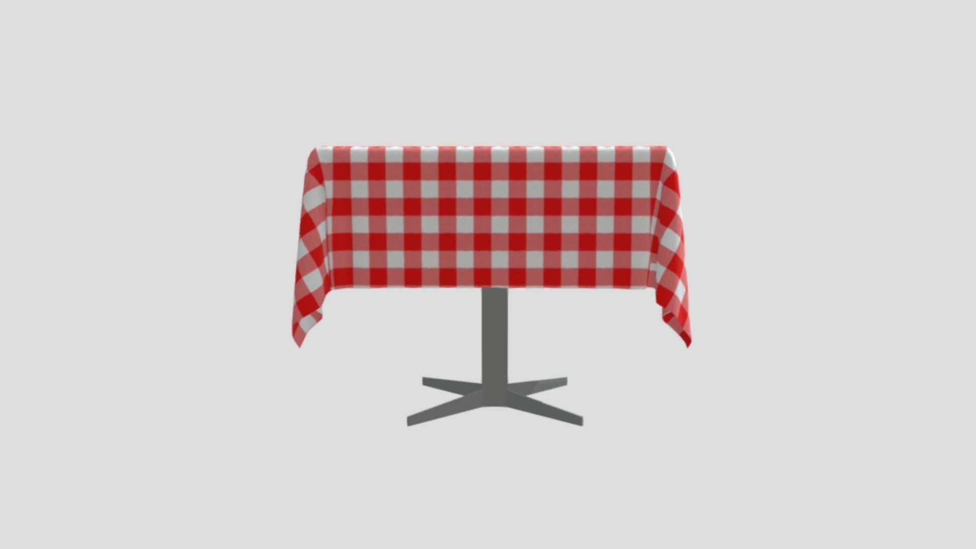 Table with Gingham Checkered Table Cloth 3D 3D model_4