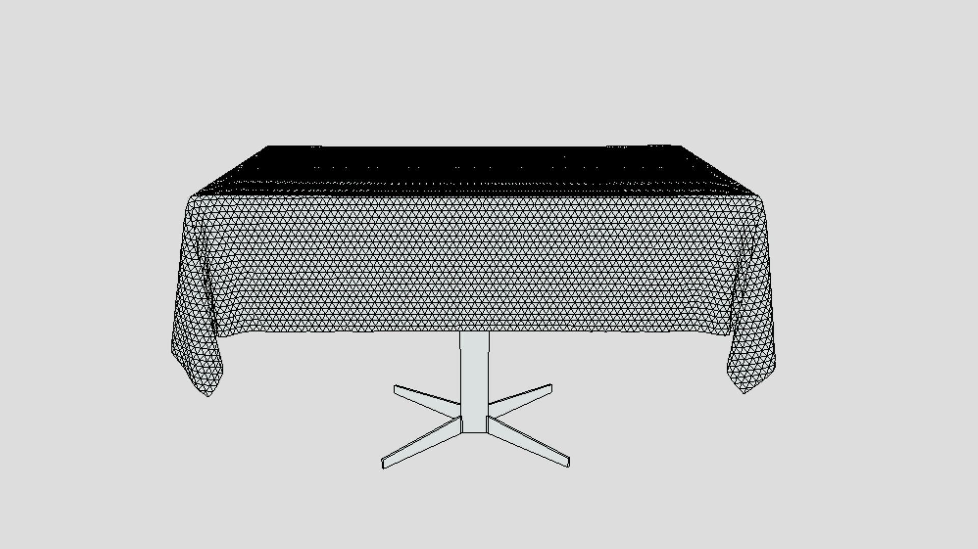 Table with Gingham Checkered Table Cloth 3D 3D model_1