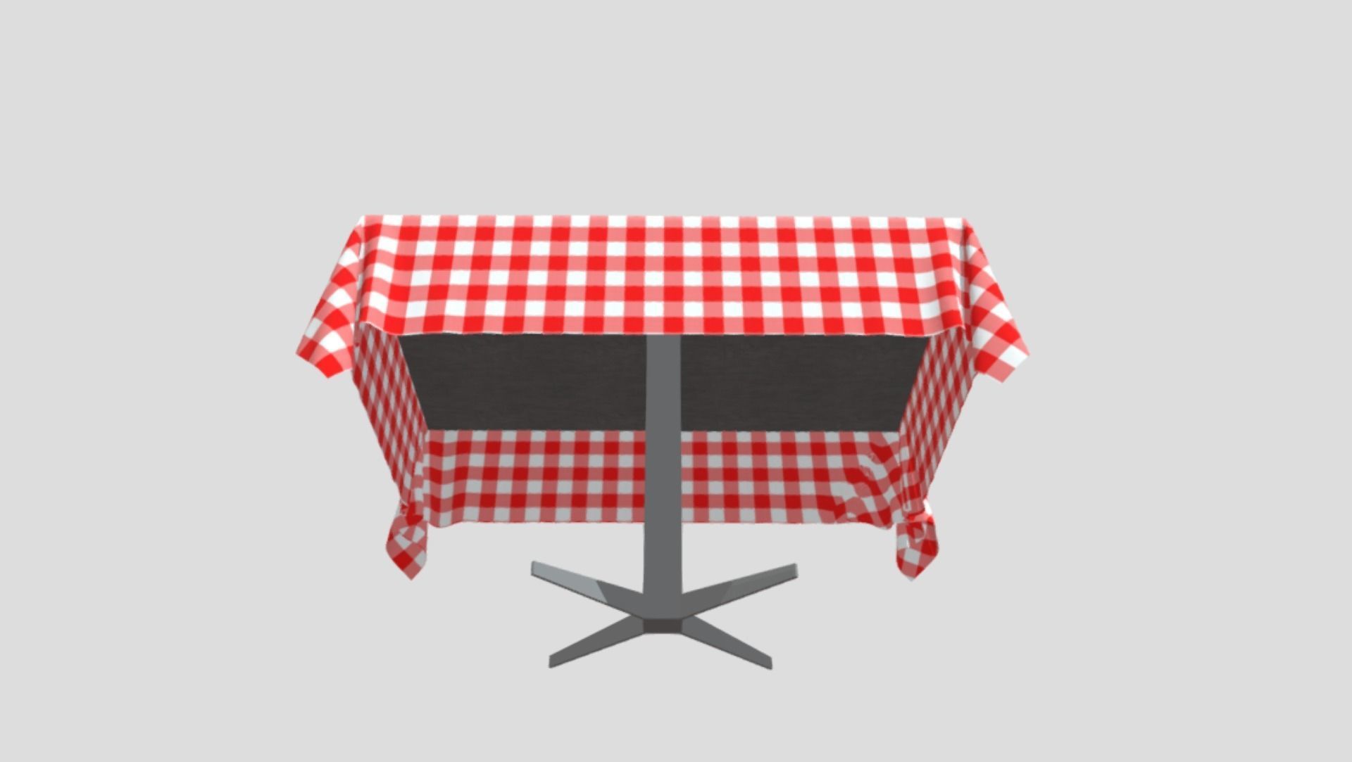 Table with Gingham Checkered Table Cloth 3D 3D model_2