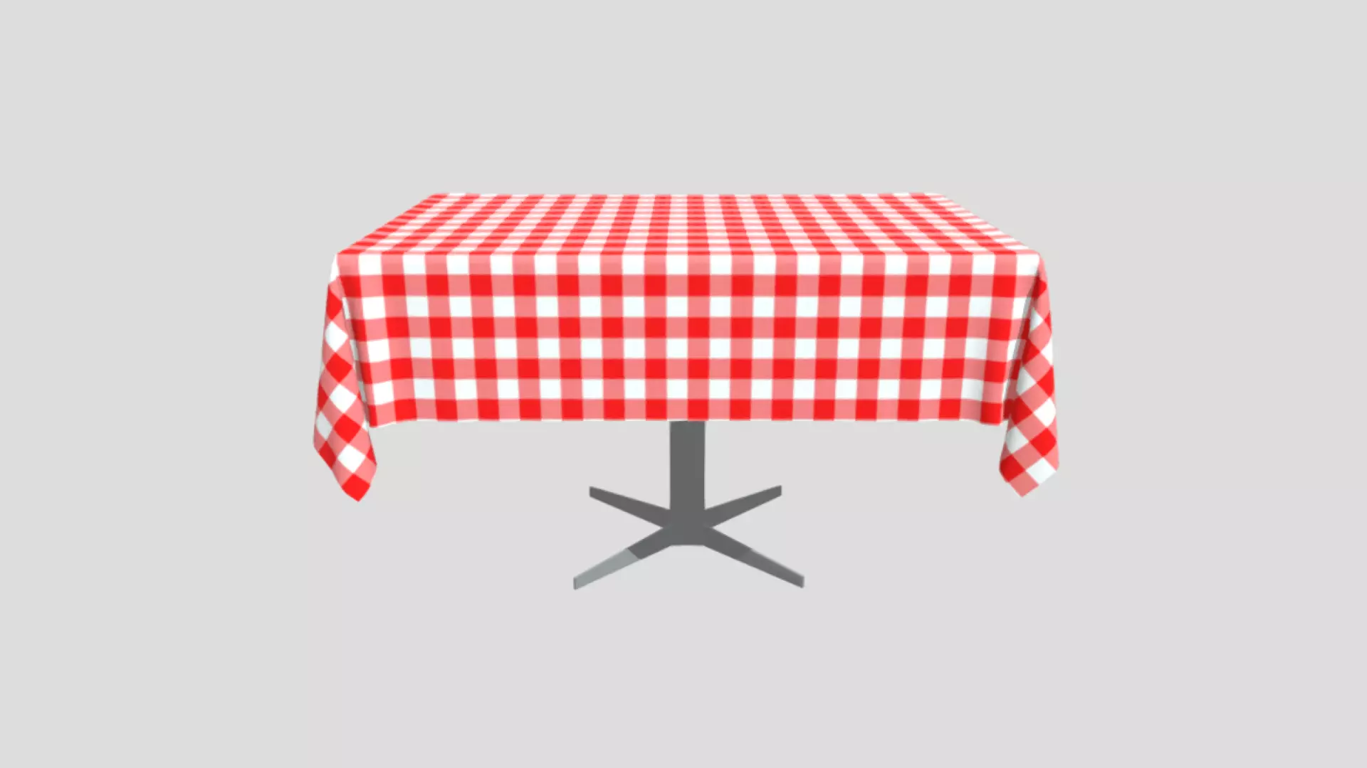 Table with Gingham Checkered Table Cloth 3D 3D model_0