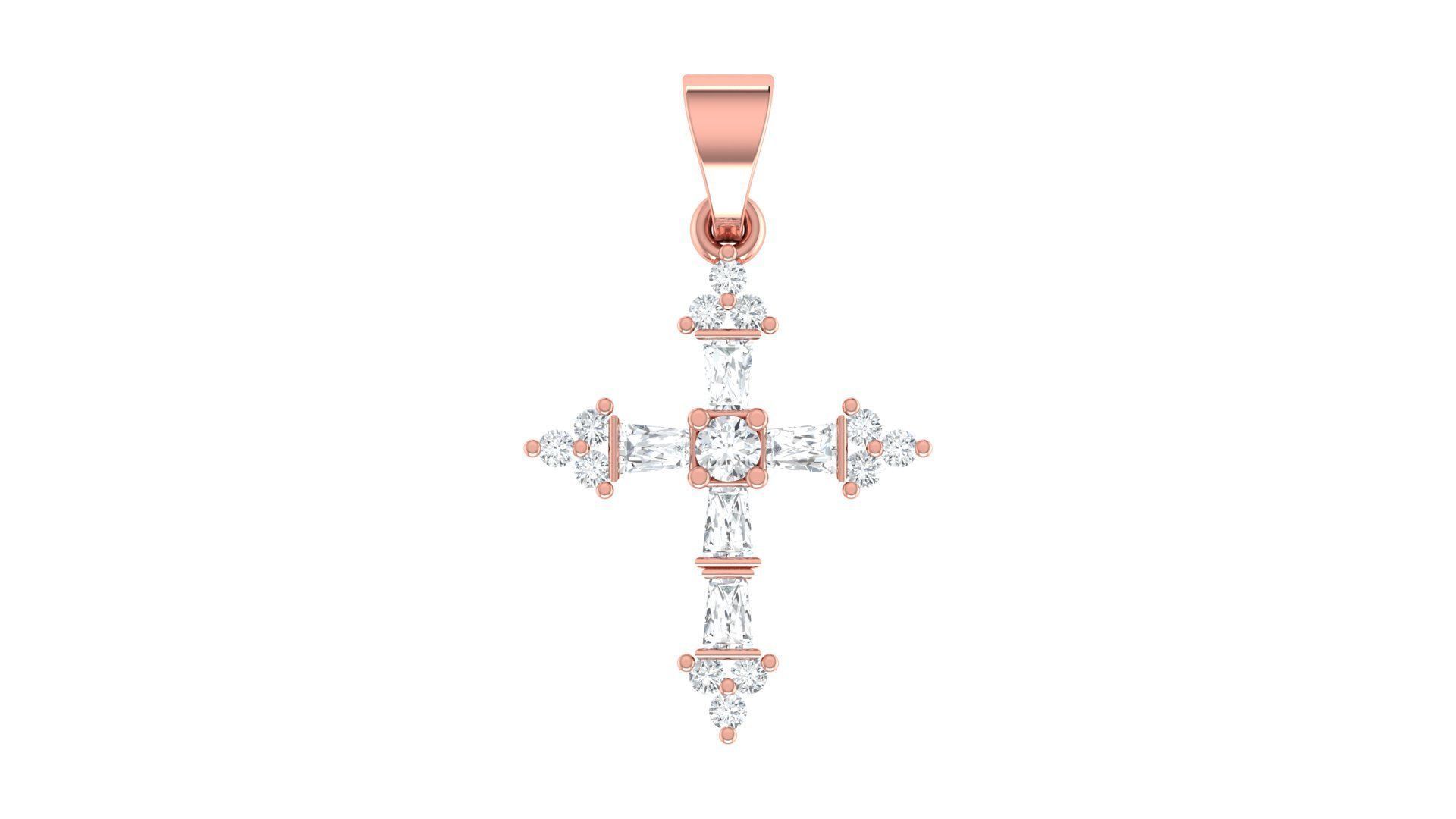 Baguette Cross Pendant 3D print model_2
