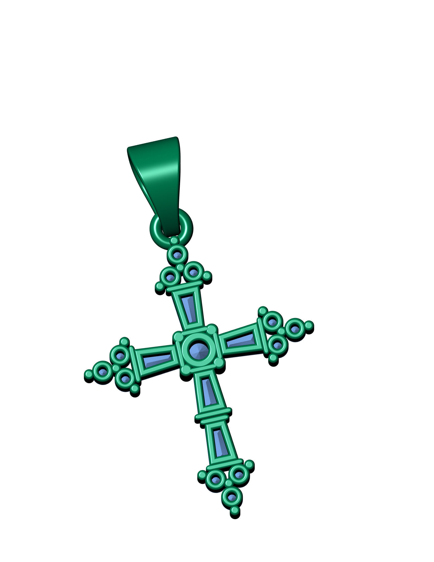 Baguette Cross Pendant 3D print model_13