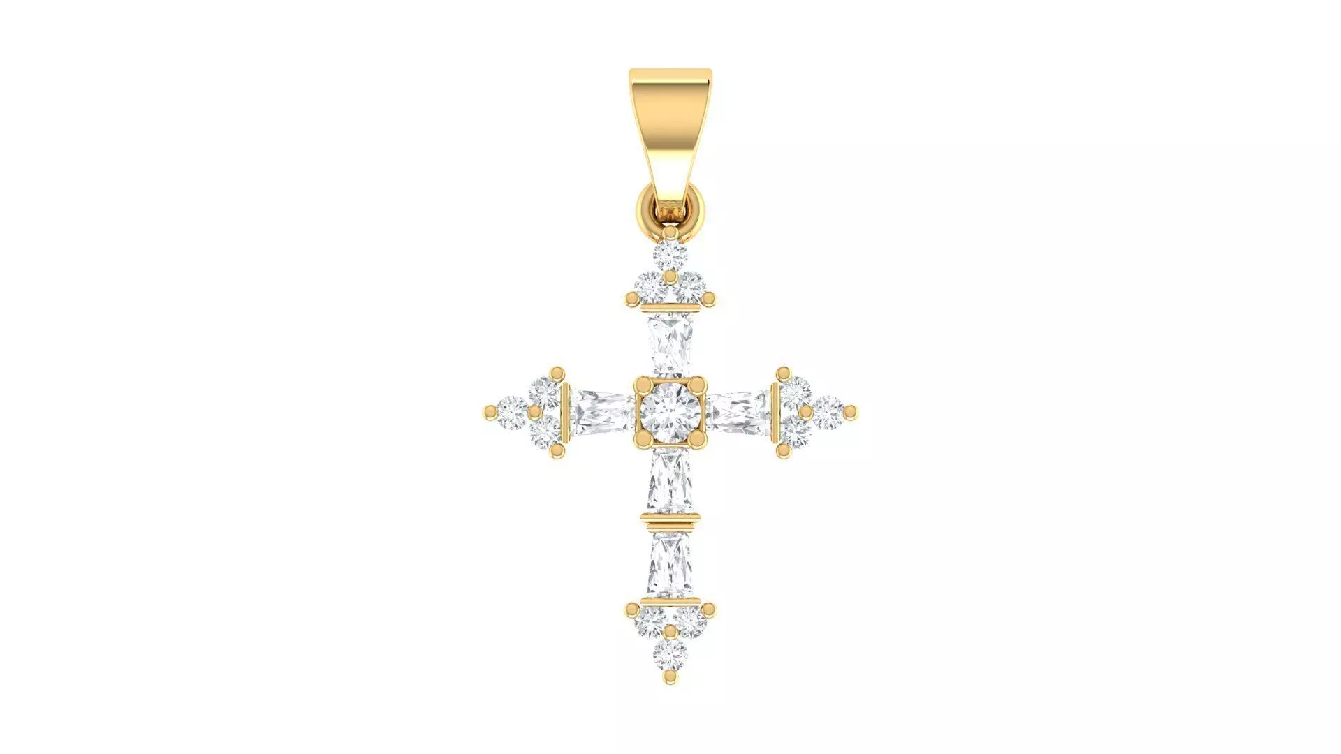 Baguette Cross Pendant 3D print model_0