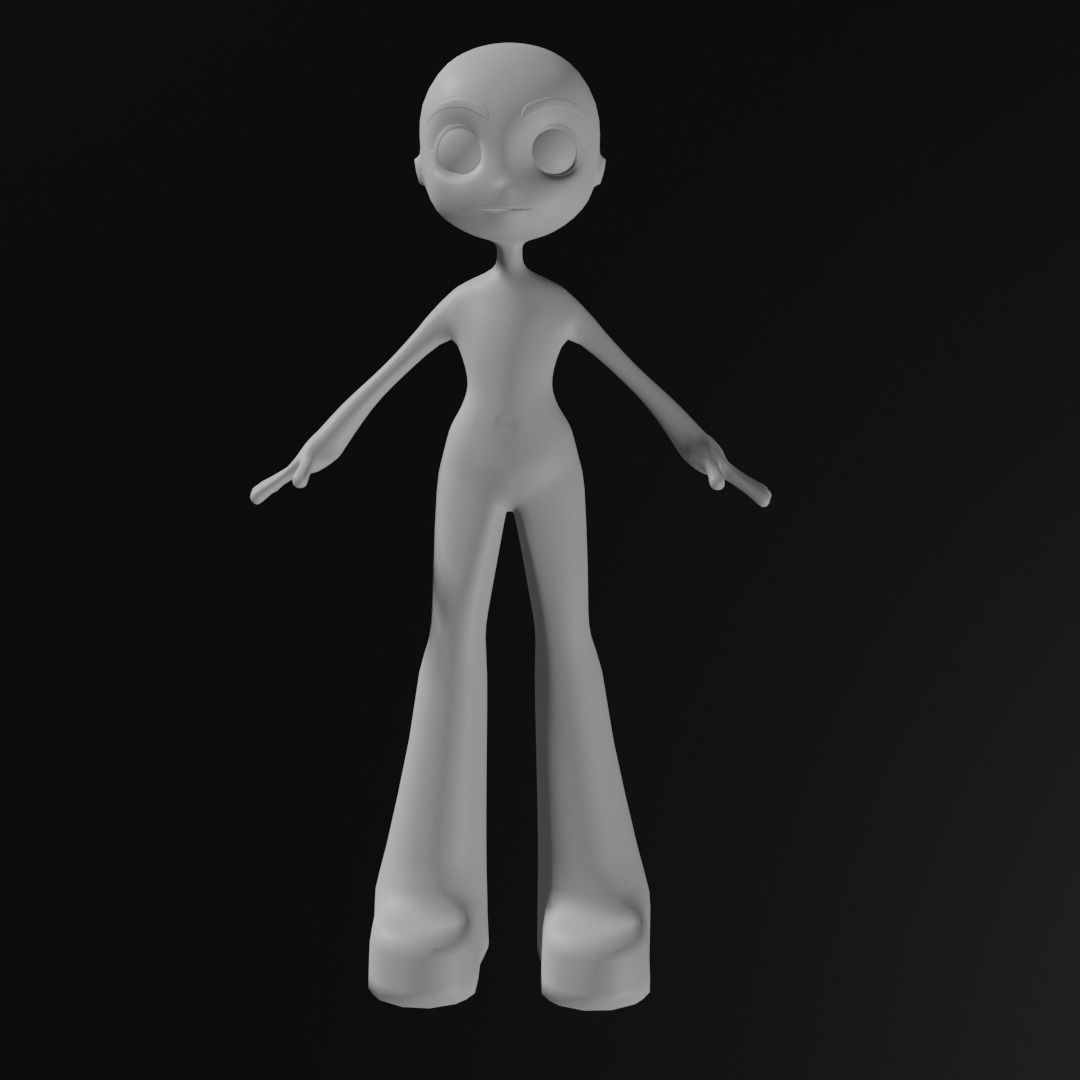 Base Mesh Anime Style A Pose Model 3D model_2