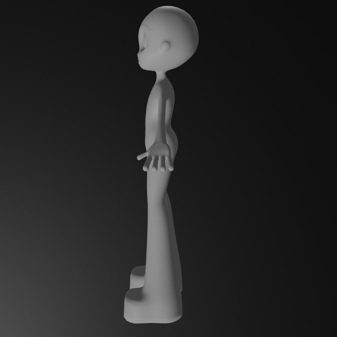 Base Mesh Anime Style A Pose Model 3D model_4