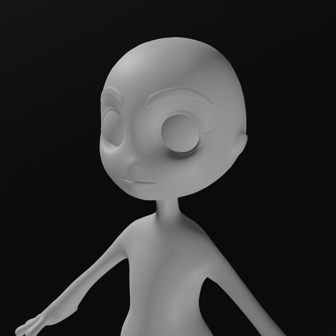 Base Mesh Anime Style A Pose Model 3D model_8