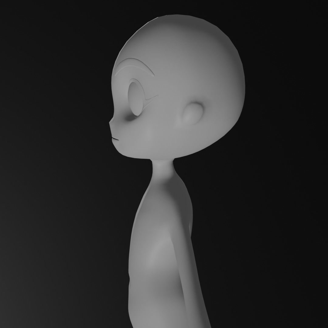 Base Mesh Anime Style A Pose Model 3D model_7