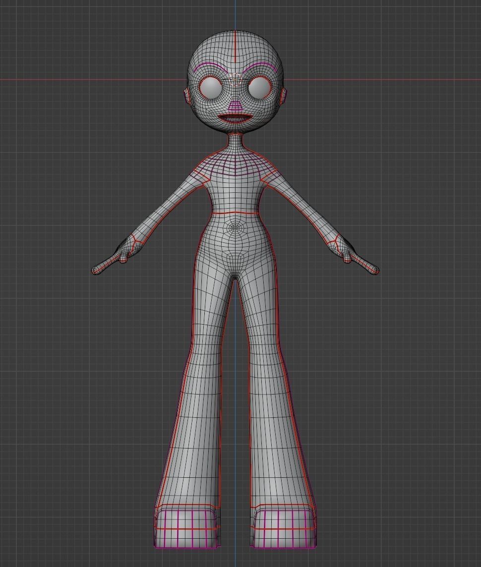 Base Mesh Anime Style A Pose Model 3D model_10