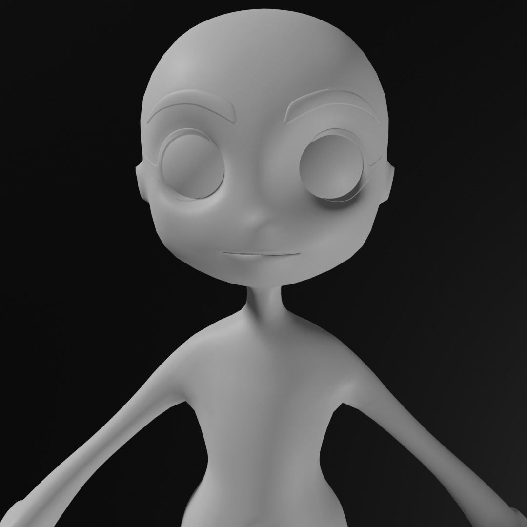 Base Mesh Anime Style A Pose Model 3D model_5