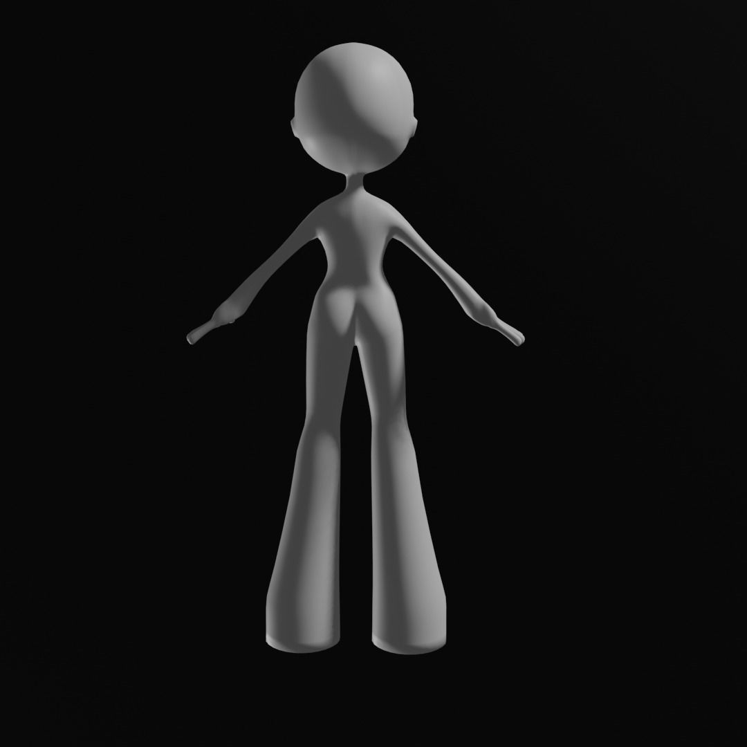 Base Mesh Anime Style A Pose Model 3D model_3