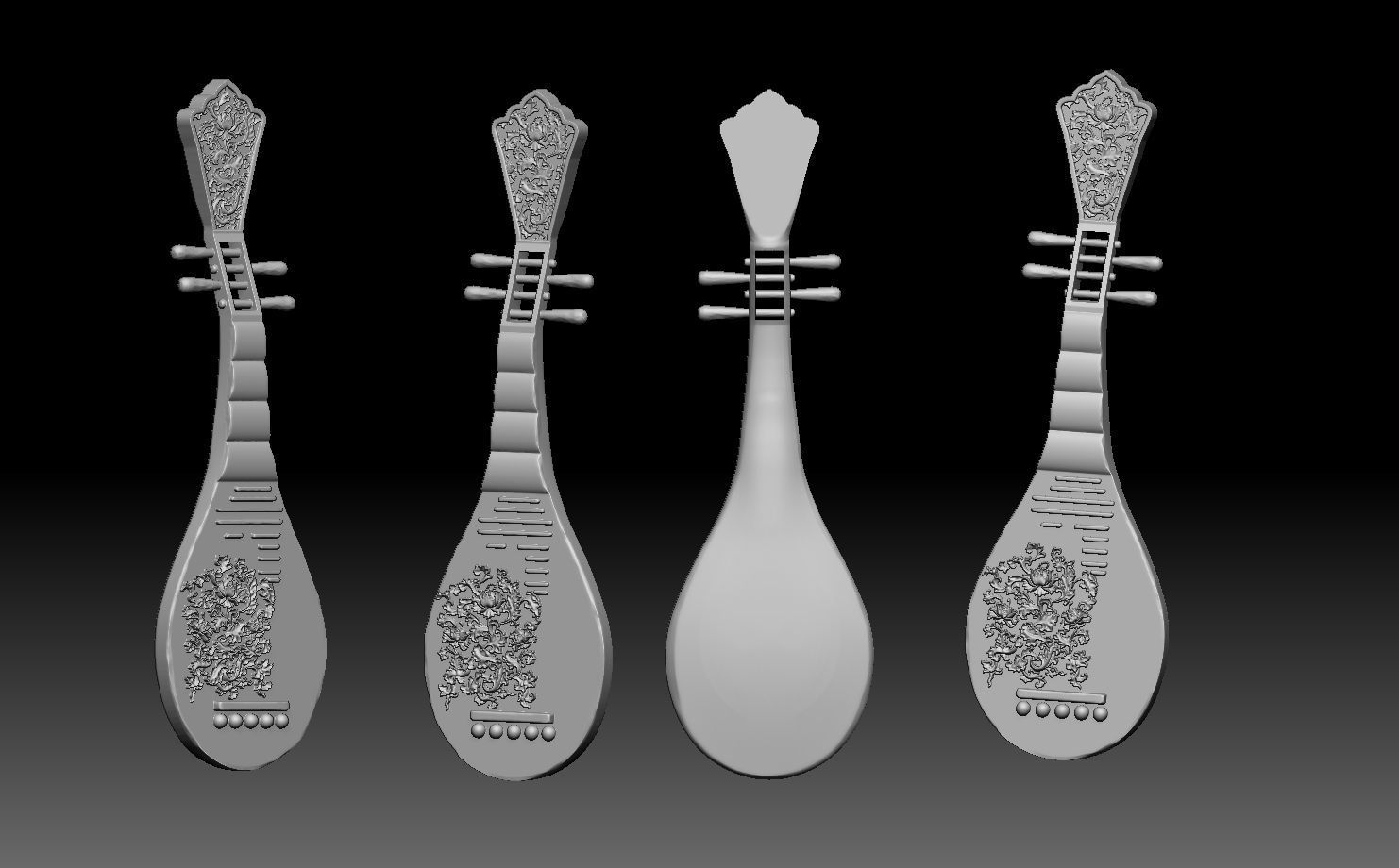 Buddhism four chinese statues of person 3D model 3D print model_7