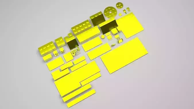 Yellow Metallic Lego Bricks Set