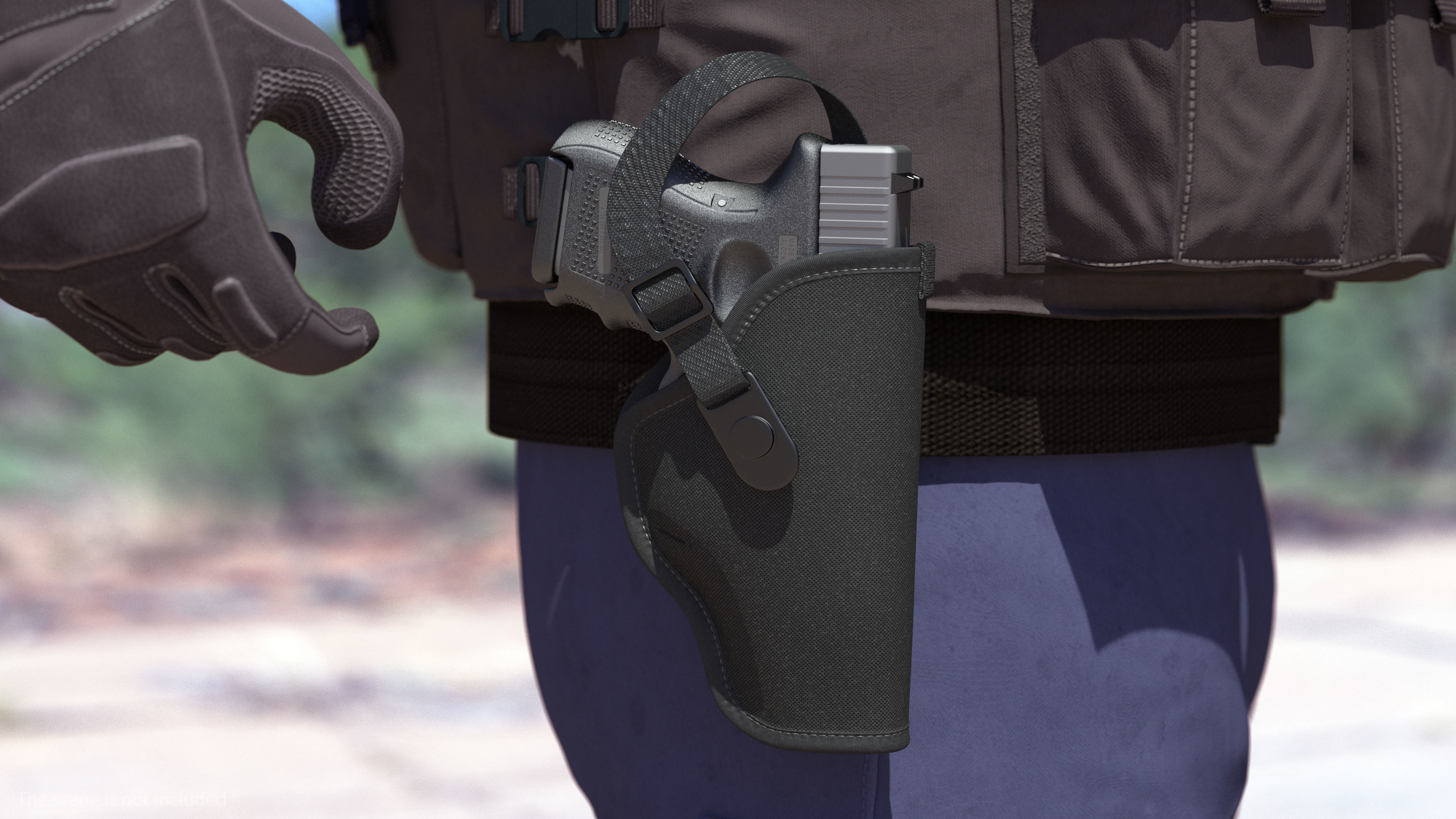 Glock 26 and Tactical Nylon Holster 3D model_5