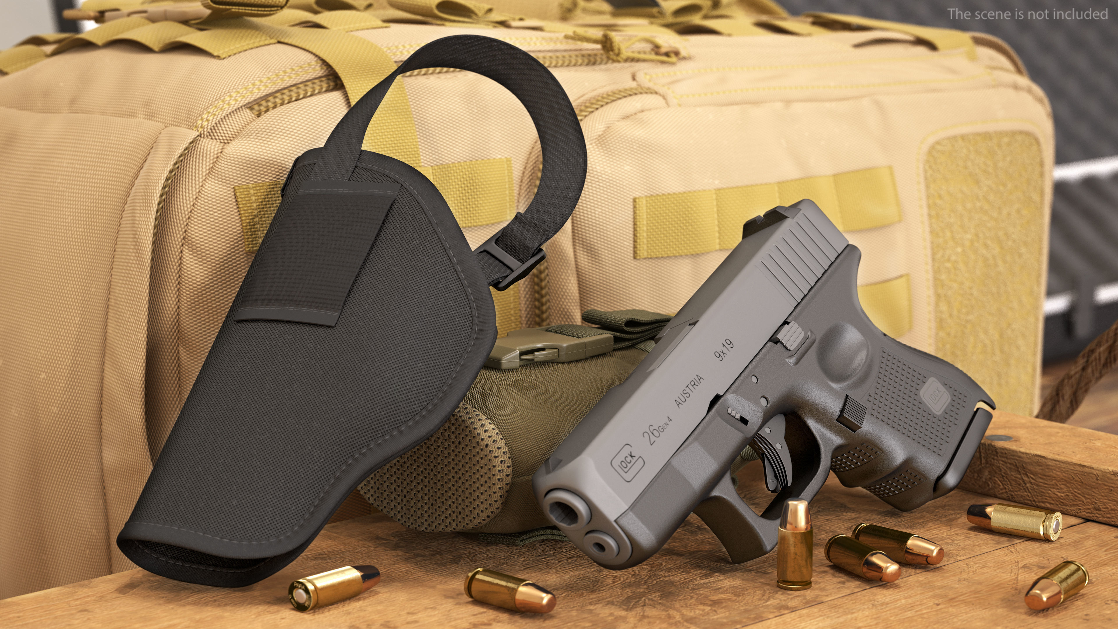 Glock 26 and Tactical Nylon Holster 3D model_4