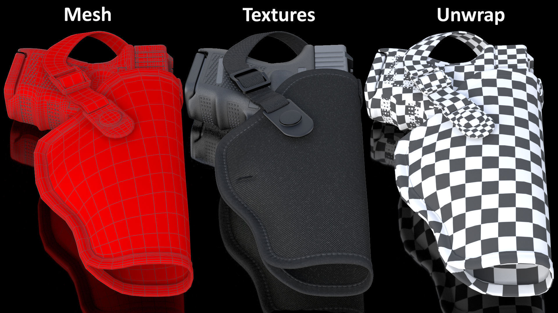Glock 26 and Tactical Nylon Holster 3D model_19