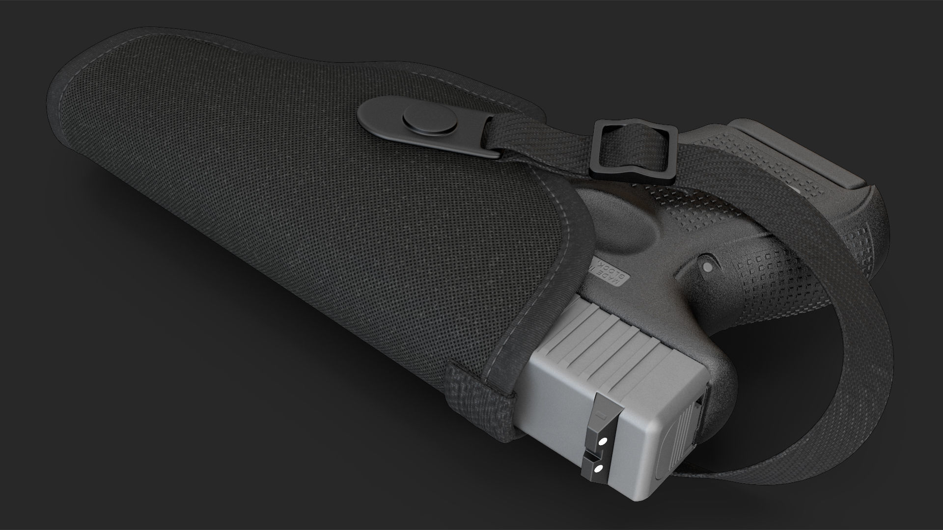 Glock 26 and Tactical Nylon Holster 3D model_10