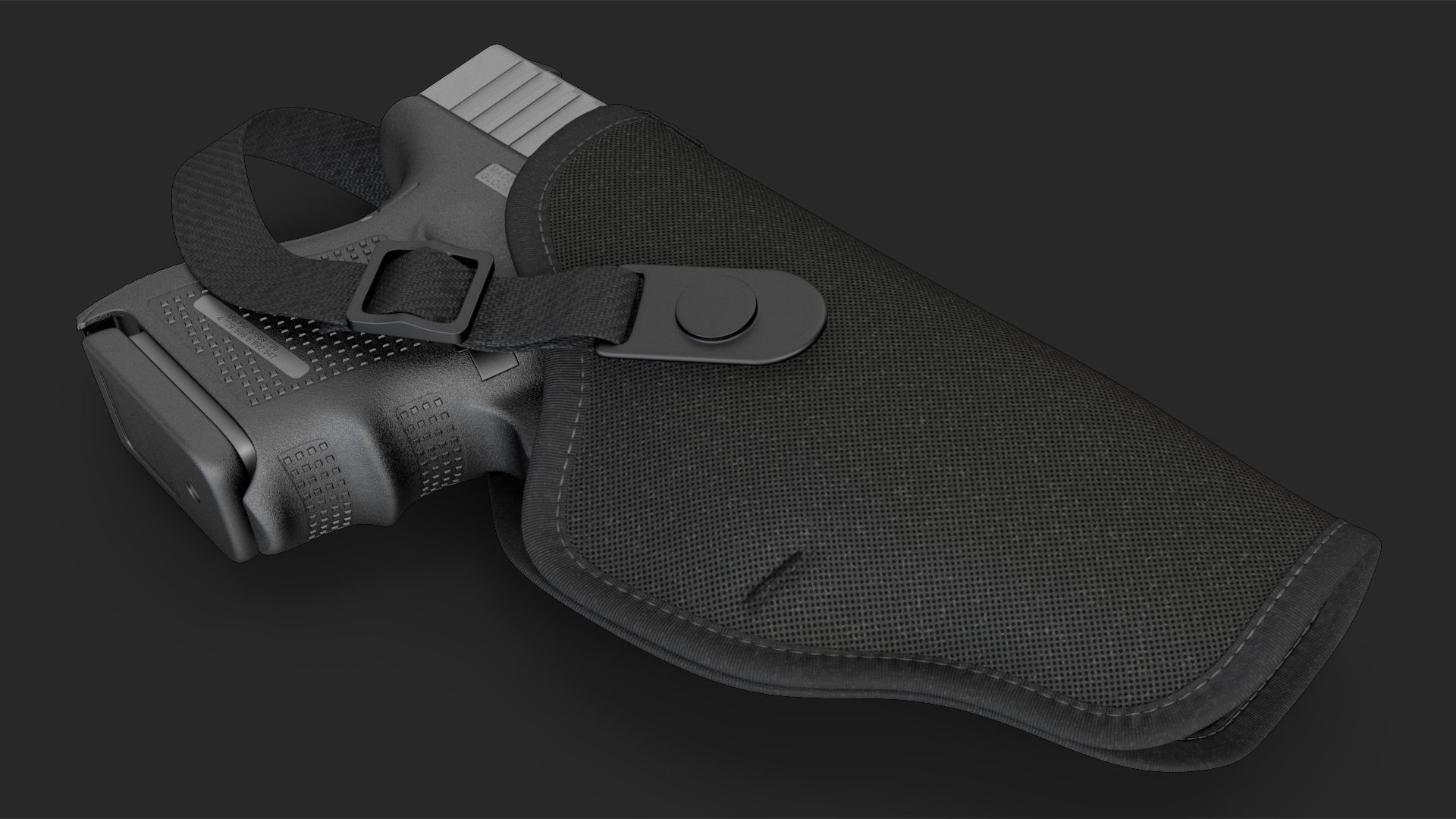 Glock 26 and Tactical Nylon Holster 3D model_9