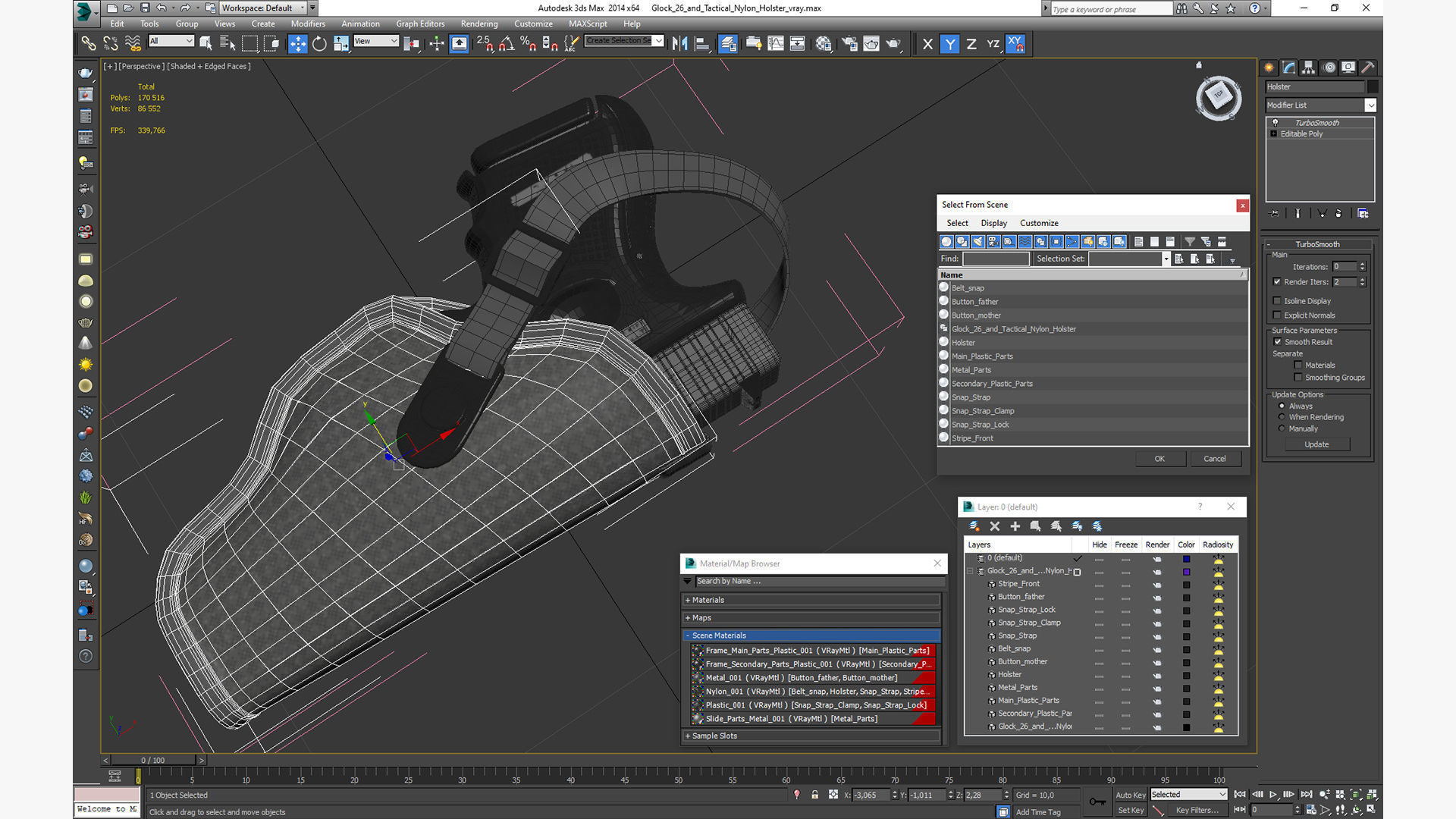 Glock 26 and Tactical Nylon Holster 3D model_23