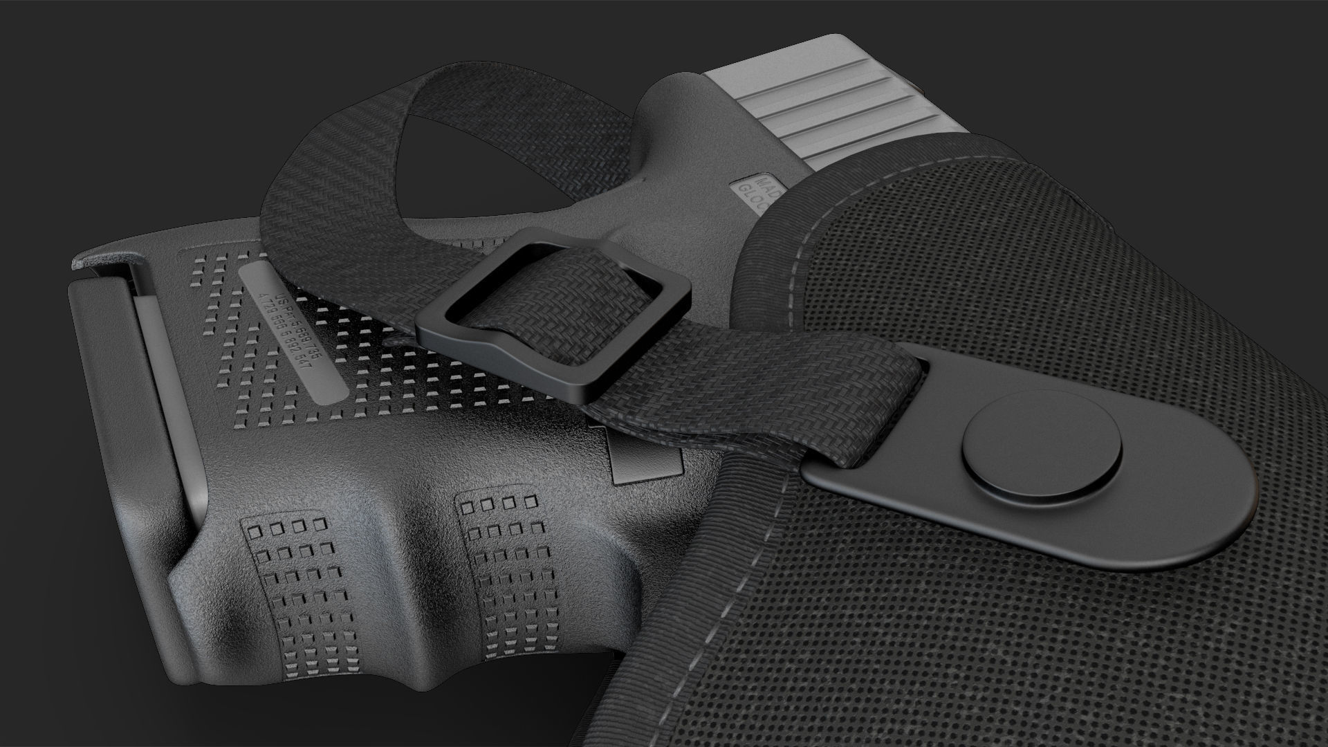 Glock 26 and Tactical Nylon Holster 3D model_17