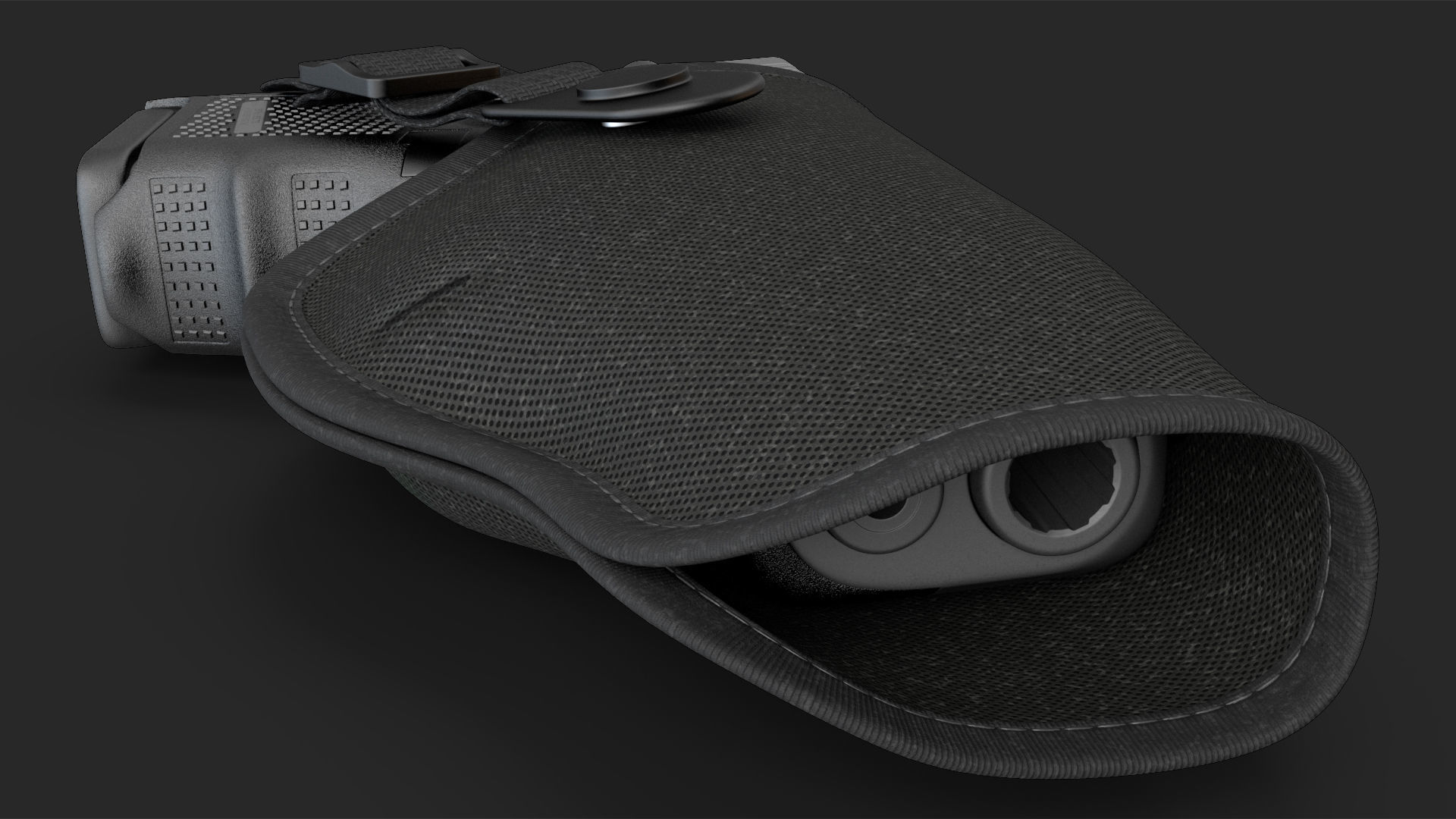 Glock 26 and Tactical Nylon Holster 3D model_12