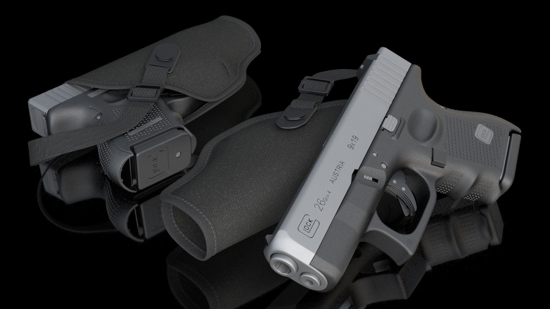 Glock 26 and Tactical Nylon Holster 3D model_8
