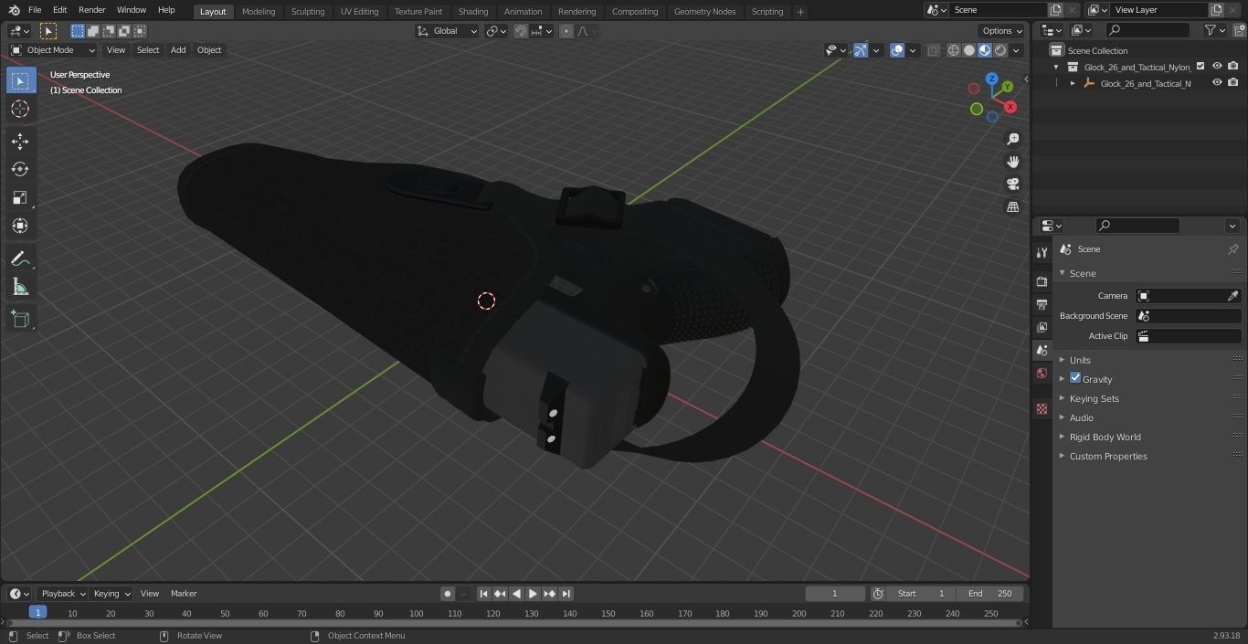 Glock 26 and Tactical Nylon Holster 3D model_24