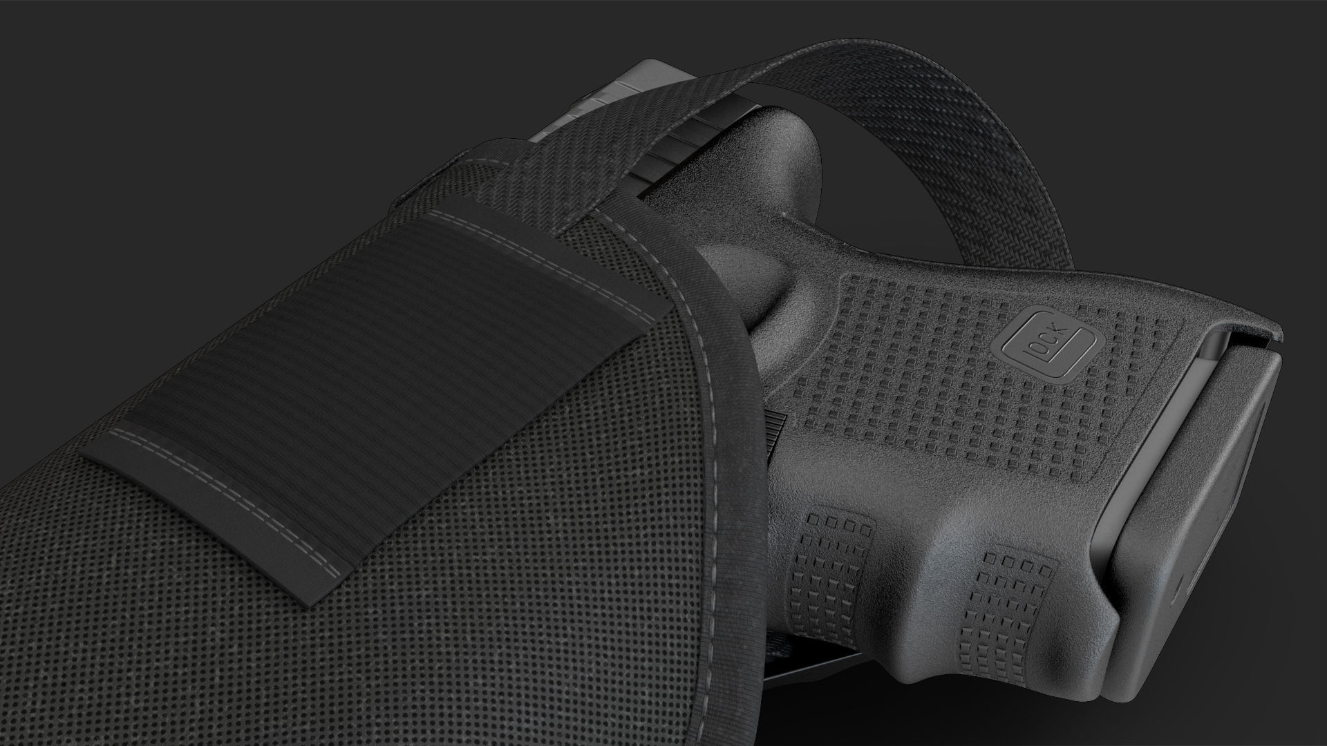Glock 26 and Tactical Nylon Holster 3D model_18
