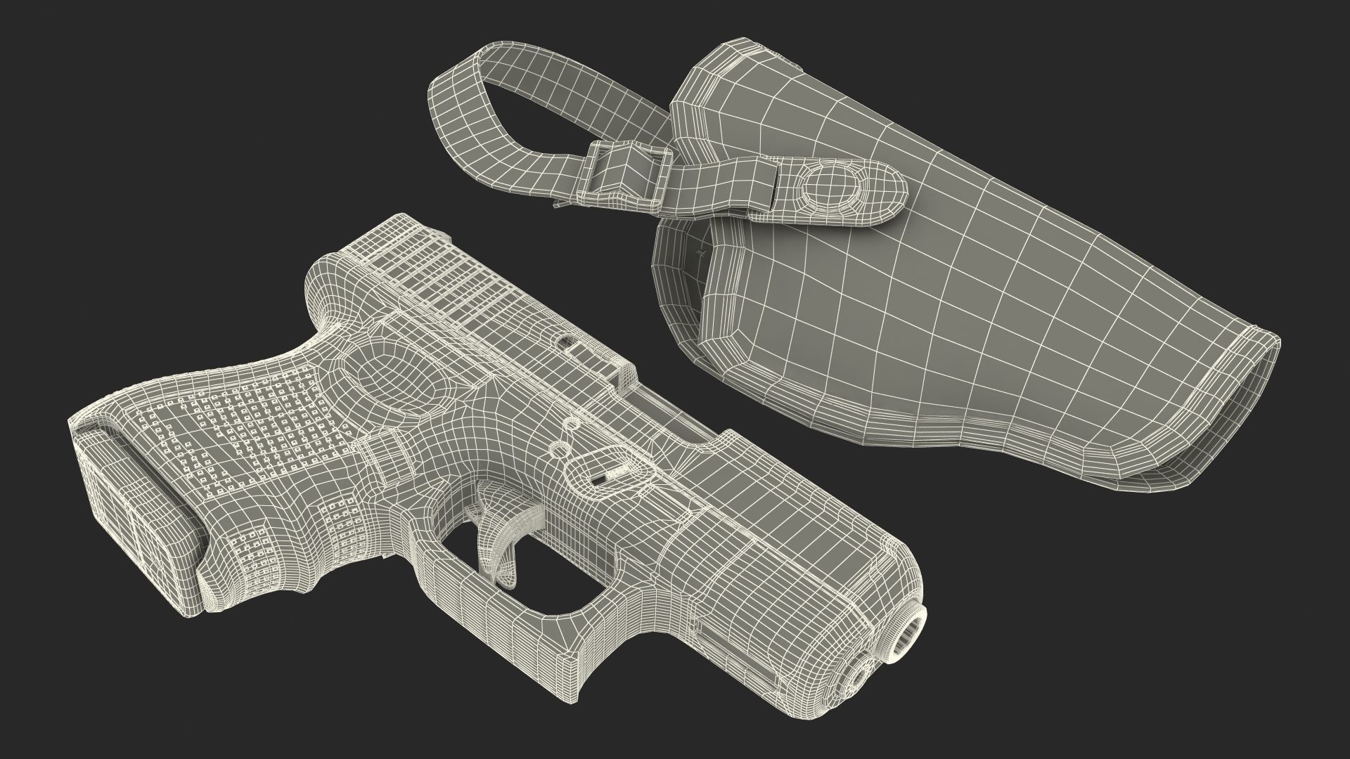 Glock 26 and Tactical Nylon Holster 3D model_31