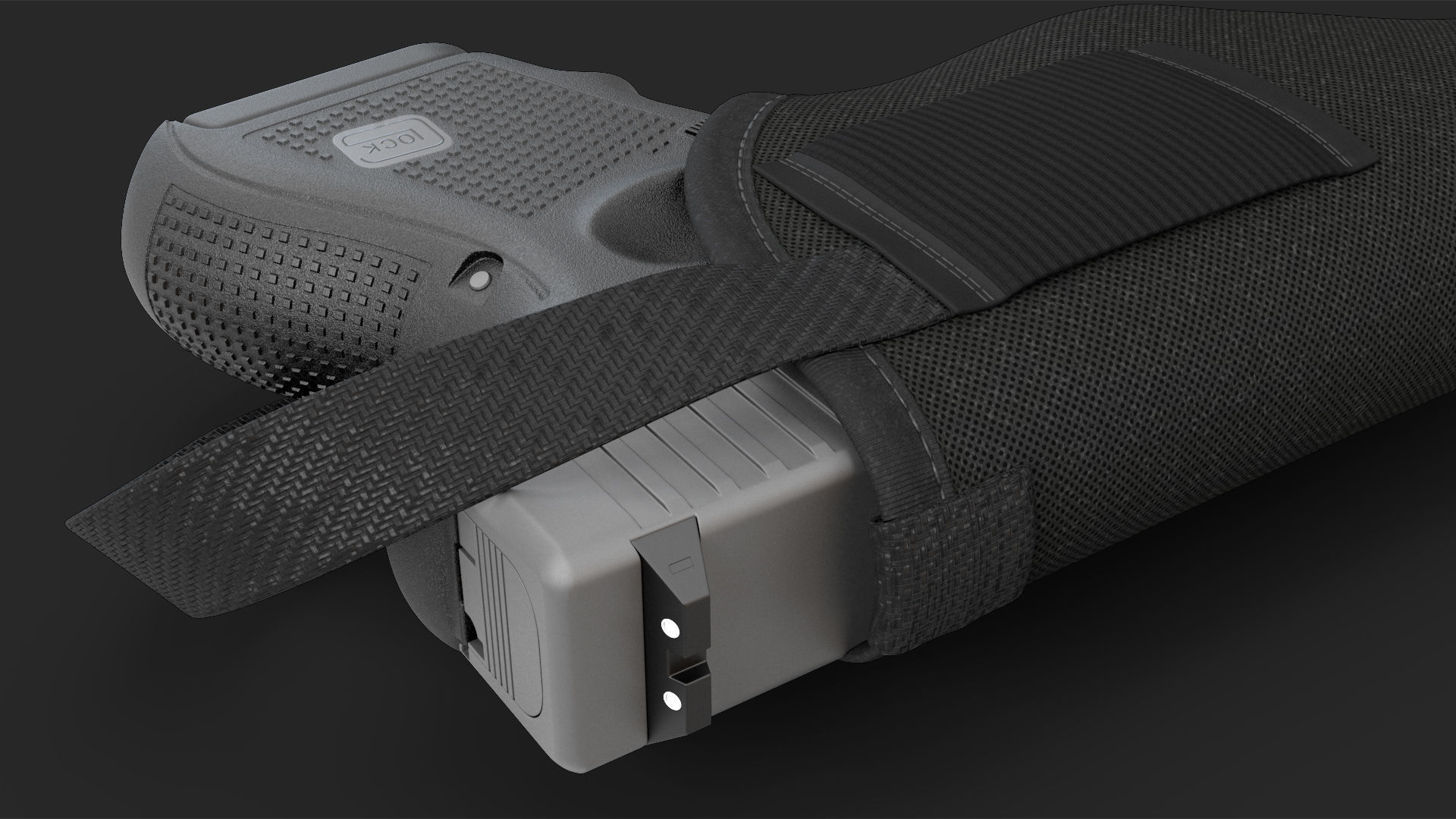 Glock 26 and Tactical Nylon Holster 3D model_16