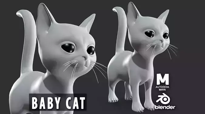 Baby Cat Low-poly 3D model